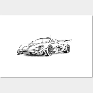 P1 GTR Supercar Racing Wireframe Posters and Art